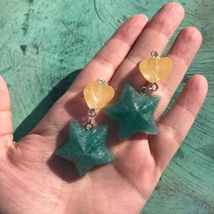 sea green and gold earrings